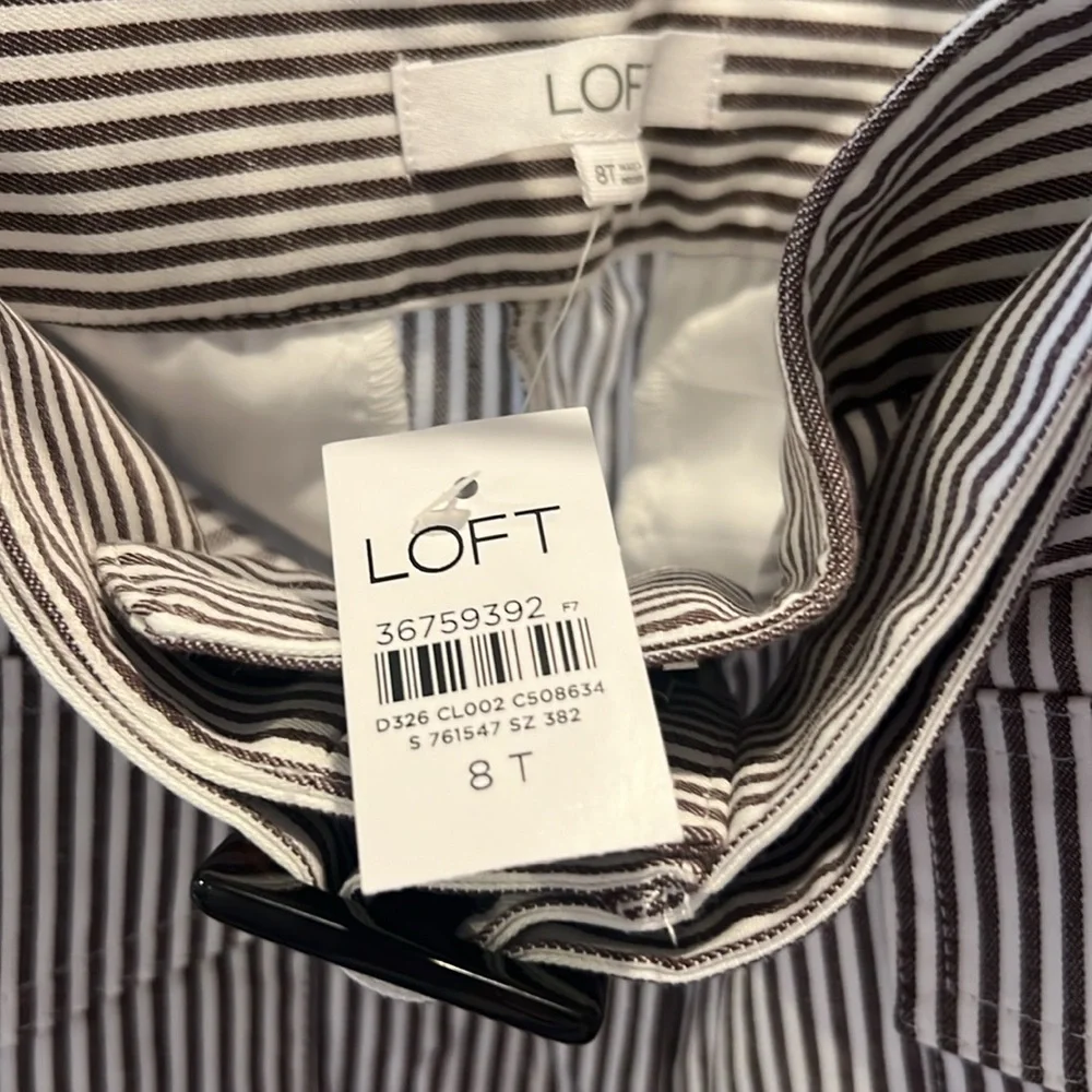 LOFT 8T striped pants with adjustable belt NWT - Picture 4 of 9